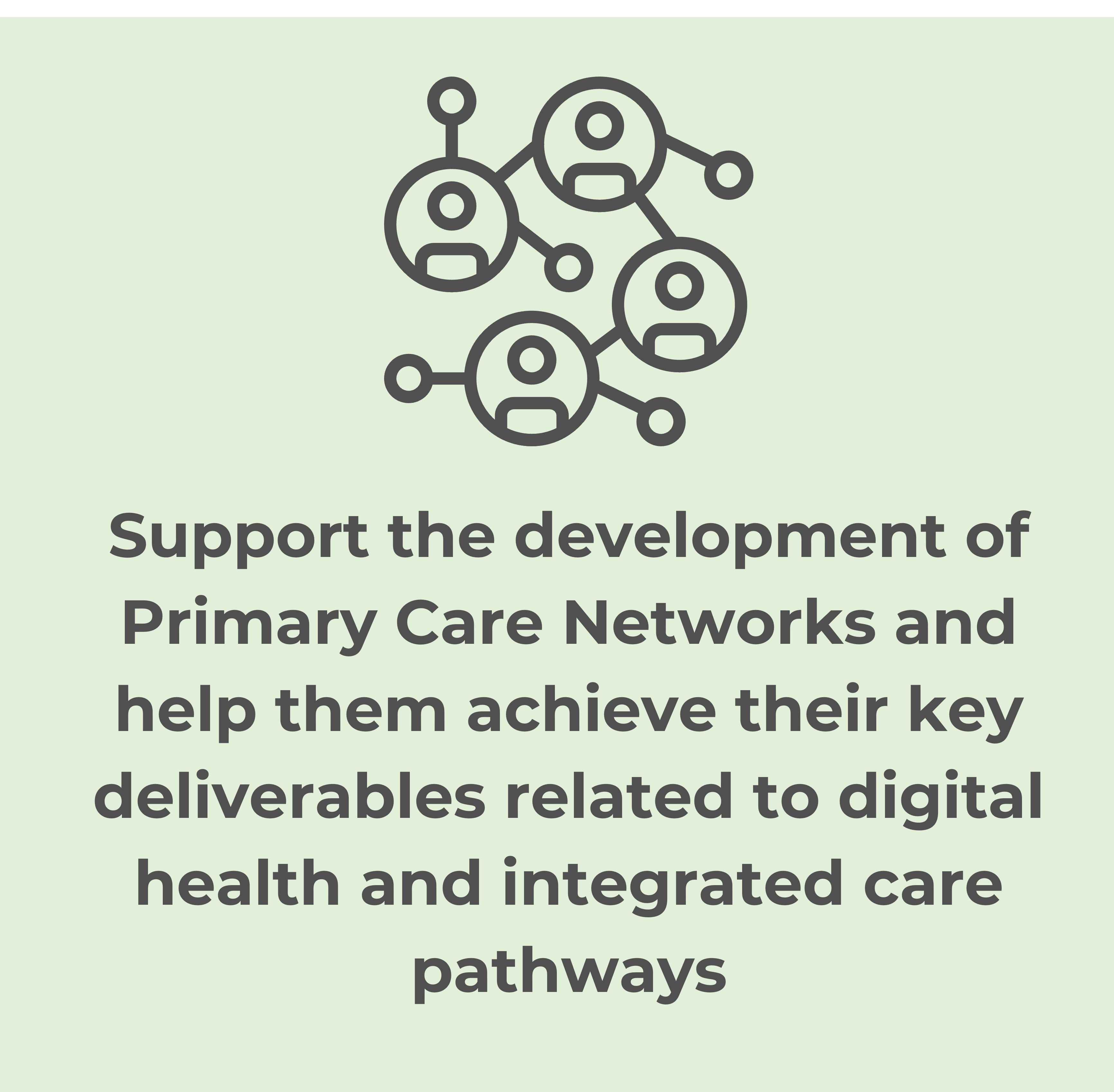 Support the development of Primary Care Networks and help them achieve their key deliverables related to digital health and integrated care pathways